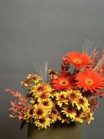 باکس گل ژربرا طرح اورنج یلو (سبد گل) - Image 3