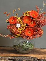 تنگ گل ژربرا طرح اورنج گلس - Image 2