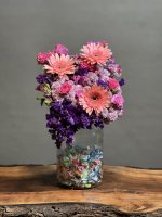 سبد گل شیشه ای طرح کندی صورتی - Image 2